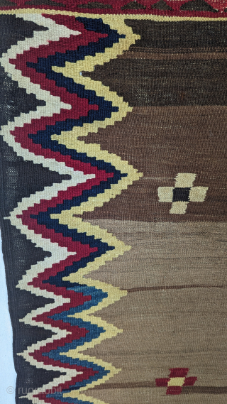  A dynamic Antique Camel wool Kurd sofra from E.Persia, circa 1920 or before, with an array of all-natural dyes, with a simple but unique design choice. Its sofra is in excellent  ...