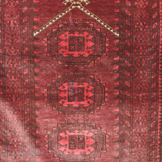 A dynamic antique Kizil Ayak Turkmen prayer rug from the Amu Darya region, northern Afghanistan. This piece was made circa 1910 or before by a nomadic woman. This is an excellent example  ...