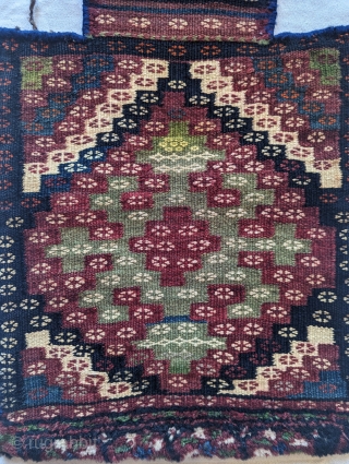 A beautiful old Luri Baktiyari saltbag, circa 1930-40, a wonderful range of colors with some carpet, in good condition, size 1'5" by 2'2" Please contact us at rubiadarya@mymts.net     