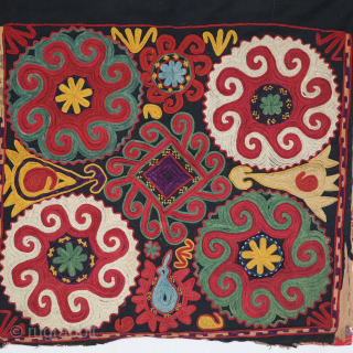 An exceptionally rare antique needlepoint-embroidered textile made by the famous Lakai tribe of Uzbekistan, circa the late 19th Century, named Aina Khalita (wedding mirror bag). It has mesmerizing design elements often associated  ...