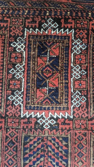 A Dynamic Yaqubkhani Baluch carpet, circa 1920 or before, with deep saturated natural dyes and unique animal figures, in excellent condition, size 4'9" by 7" feet, you can directly contact us through  ...