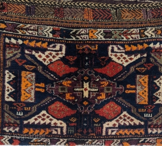 A classic larger Afshar bag from E.Persia circa 1930-40, with deep saturated colors and a nice bird design, in excellent condition with an original back, size 1'10" by 2'8", you can direct  ...