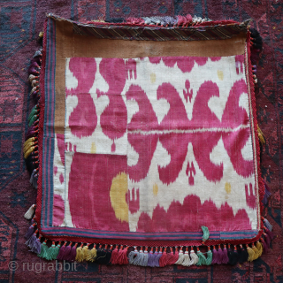An exceptional antique needlepoint embroidered textile made by the famous Lakai tribe of Uzbekistan, circa the late 19th Century, named Aina Khalita(wedding mirror bag). It features a spectacular open design, with a  ...