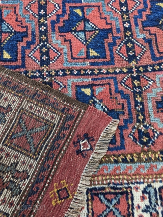 A Dynamic Antique Kurd Rug, wonderful range of colors and great Aesthetics,circa 1910 or before, excellent condition,size 6'11 × 4'2"             