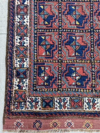 A Dynamic Antique Kurd Rug, wonderful range of colors and great Aesthetics,circa 1910 or before, excellent condition,size 6'11 × 4'2"             