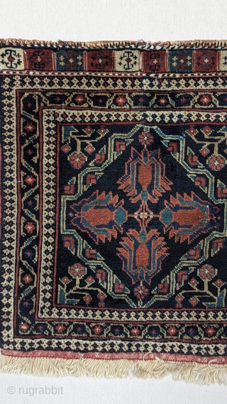 A fine Antique Afshar bagface from E.Persia, circa 1920 or before with a wonderful range of natural dyes, blues, green, and a unique design. In good condition for the age with fringe  ...