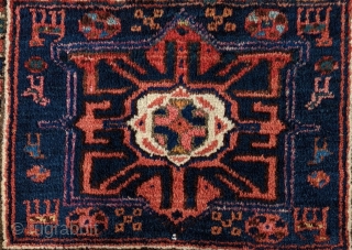 A fine Afshar Chanteh(personal bag), a wonderful range of colors with beautiful animal figures, excellent condition with original back, size 1'5" by 2"          