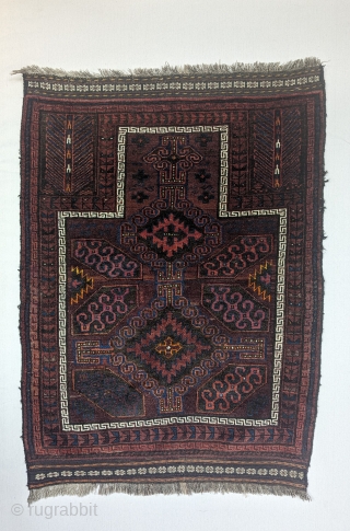 Antique Baluch Prayer rug, circa 1920 or before, with soft lustrous wool and a wonderful field design, In excellent condition with a complete decorated kilims on both ends. You can contact ask  ...
