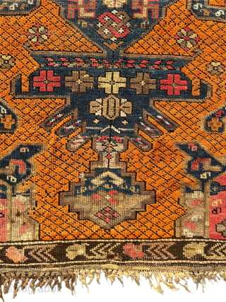 Antique Shirvan rug c1910 with “turtle” “Medallions” and a lot of “Swastika” Symbol it is a geometric shape with arms bent at right angles. the Swastika is a Sacred Symbol in many  ...