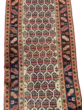 An antique North West Persian runner With a Very Good Size With Few Professional Restoration Size 400/85. Contact me directly knaqeebullah489@gmail.com            