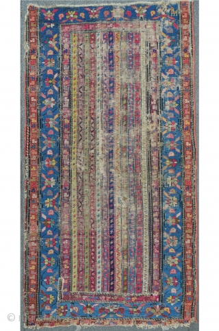 Karabagh Stripe Carpet Fragment, 94 x 176 cm, beautiful on the wall.                     