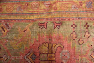 Antique Ushak Carpet,	
Age:Antique,
Origin: Turkish	
City/Village: 	Ushak,
Size cm: 	370 x 123 -
Size ft: 	12'4 x 4'1 -
Code No: 	R5992 -
Availability: 	In Stock - This rug is over hundred years old and some major damage 