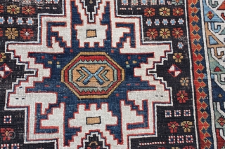 Antique Caucasian Lesgi Rug,
Size cm:150 x 105,
Size ft:5'0 x 3'6,
Code No:R6906,
Availability:In Stock,
This rug is around 75 to 80 years old and some minor damage
         