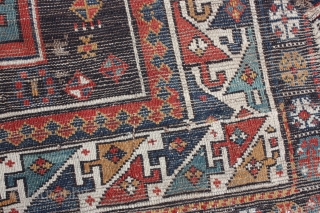 Antique Caucasian Lesgi Rug,
Size cm:150 x 105,
Size ft:5'0 x 3'6,
Code No:R6906,
Availability:In Stock,
This rug is around 75 to 80 years old and some minor damage
         