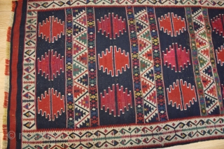 Beautiful hand-woven Tribal and Village Caucasian Kilim Rug, Size 200 x 80cm, This rug is over hundred year’s old and very good condition.          