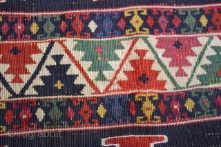 Beautiful hand-woven Tribal and Village Caucasian Kilim Rug, Size 200 x 80cm, This rug is over hundred year’s old and very good condition.          