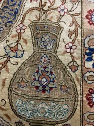 Old Hereke pure silk carpet 6x4.                           