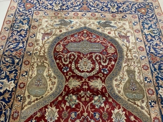 Old Hereke pure silk carpet 6x4.                           