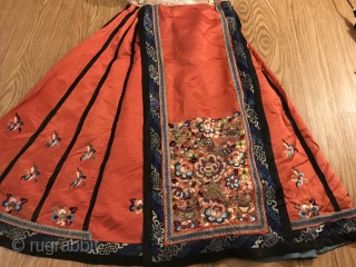 Chinese silk embroidered skirt.                             