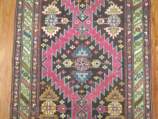 Antique Karabagh.  Crazy colors wacky design.  3'10''x12'9''  Very good condition.  No repairs re pile etc.              