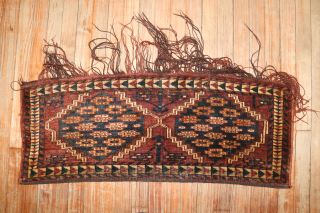Turkoman 1'3''x3'3''.  Low area on bottom end.                         