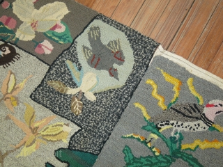 A rare American Hooked rug from the early part of the 20th century showing the southern part of the United States with various different type of animals.  Size is 3'x13' Condition  ...