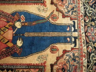 Rare antique Persian Jozan Sarouk rug mat symbolizing king Shapur who was a Persian king dating back to medieval times. Size 2'2''x2'6''. The "King" you find in most deck of playing cards,  ...