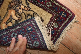 Antique pair of isfahan mats. In excellent original condition. 1'1''x1'1'' each.  Different color pair not identical.                
