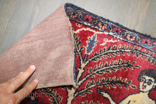 Antique pictorial 1'4''x2'5'',  Cute little rug,  Decorative and collectible.  Has a small repair.                 