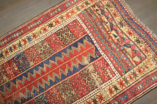 Kurdish Jaff? Runner. Wonky has some old repairs. Never before seen tribal. 3'3''x9'4''