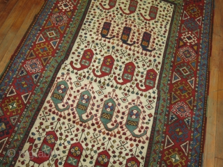 Antique Vivid Ivory Kazak 4'x8'10''.  BOught as is..  Cannot see any repairs.  If done they were impeccable.             