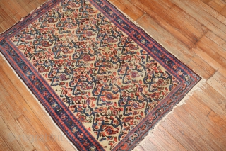 Antique Senneh 2'10''x4'1''.  Worn rug decorative.

                          