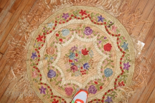 Antique Silk Hungarian Matyo embroidery 3' round.  In excellent condition                      