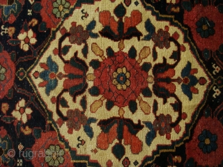 Dated 1269 AH = 1852 AD. A Koliayee Kurdish rug measuring 9'x5.5' = 278 X 165 cm, masterfully rewoven ends, original sides, tightly clipped with no visible collars.
     