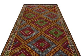 Usak nomad jijim kilims.
Majestic hand-woven kilim with geometric designs,
Traditional Oriental ethnic style kilim,
It was manufactured in Usak and was produced using the best weaving techniques.
Made from handspun wool and goat hair.
Hand-woven and  ...