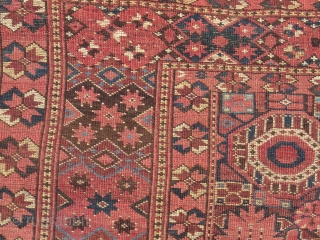 19thC Ersari Turkoman main carpet with central medalion                         
