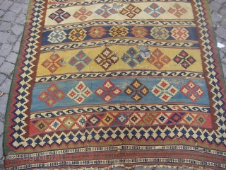 Antique Qashgai Kilim rainbow colours Circa 1850                          