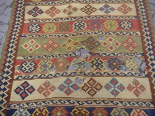 Antique Qashgai Kilim rainbow colours Circa 1850                          