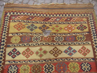 Antique Qashgai Kilim rainbow colours Circa 1850                          