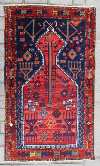 Antique Anatolian Kurdish prayer rug rug wpnderful colors and nice condition size 1,33x79 cm Circa 1880-1890                 