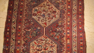 Antique Shiraz rug wonderful colours and it is need some repair 2,62x1,60 cm Circa 1910
SOLD THANKS                 