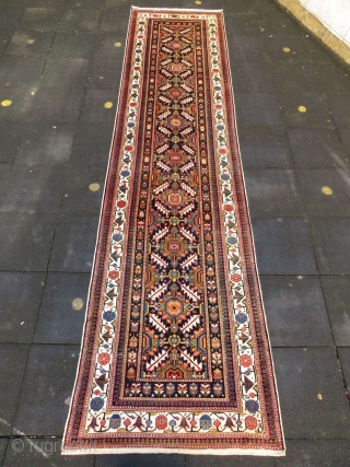 Antique North West Persia runner wonderful colors and excellent condition all original Circa 1920                   