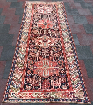 Antique Caucassian Akhistafa Rug wonderful colors and very nice condition all original size 3,25x1,35 cm ( 128'' x 53'' inches ) Circa 1880-1890          