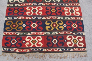 Caucasian Borchalo  ( KOC BOYNUZ ) Kilim wonderful colors and excellent condition all orginal Circa 1900                