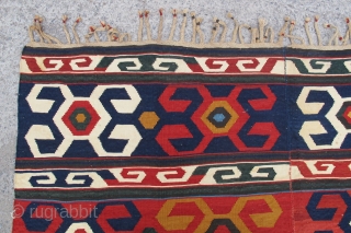 Caucasian Borchalo  ( KOC BOYNUZ ) Kilim wonderful colors and excellent condition all orginal Circa 1900                