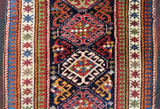 Genche Kasak rug wonderful colors and very good condition all original size 3,72x1,06 cm and Circa 1870-1880                