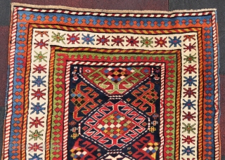 Genche Kasak rug wonderful colors and very good condition all original size 3,72x1,06 cm and Circa 1870-1880                