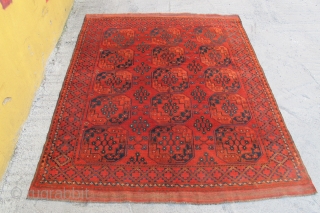 Antique Ersari rug wonderful colours and exellent condition all orginal and two head  very nice kilim  size 2,66x2,20 cm  and Circa 1880        