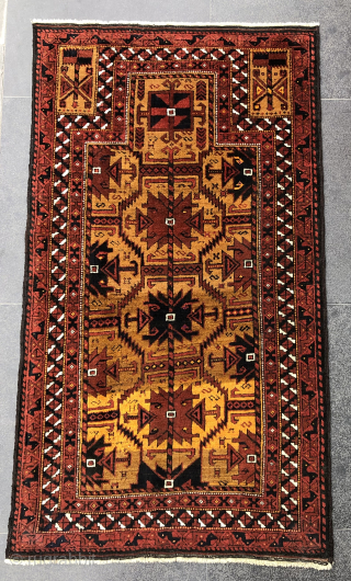 Antique Baluch Prayer Rug mice colors and great condition all original AVAILABLE 
SIZE 1,45x85 cm 
Size  2’9”x4’9” feet 
Please contact sahcarpets@gmail.com           
