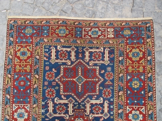 Antique Caucasian Shirvan Karakashly wonderful colours and excellent condition with restoration size: 2,04 X 1,31 cm Circa 1890               